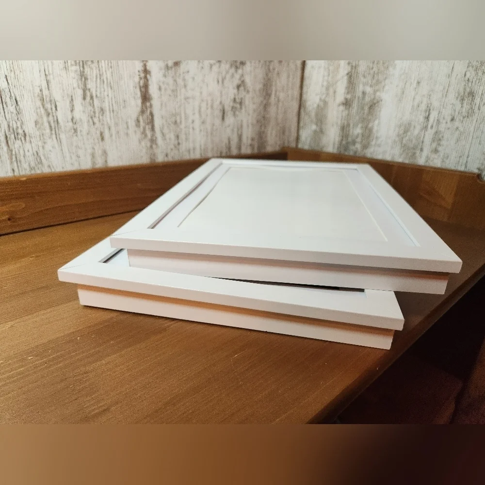 Set of Art Frame Hinged Front Opening Magnetic Closure Storage Compartment White